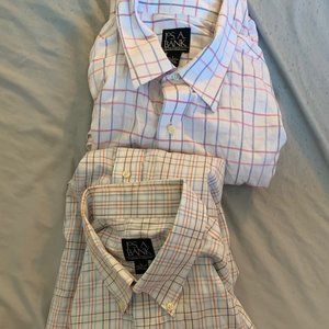 Jos A Bank Travelers Collection Men' Dress Stripe Shirt Button Up Size Large